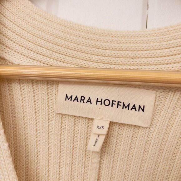 MARA HOFFMAN Samira Wrap-effect Ribbed Organic Cotton-blend Midi Dress Cream Siz - Picture 4 of 12